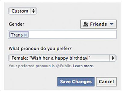 Facebook New Gender Options