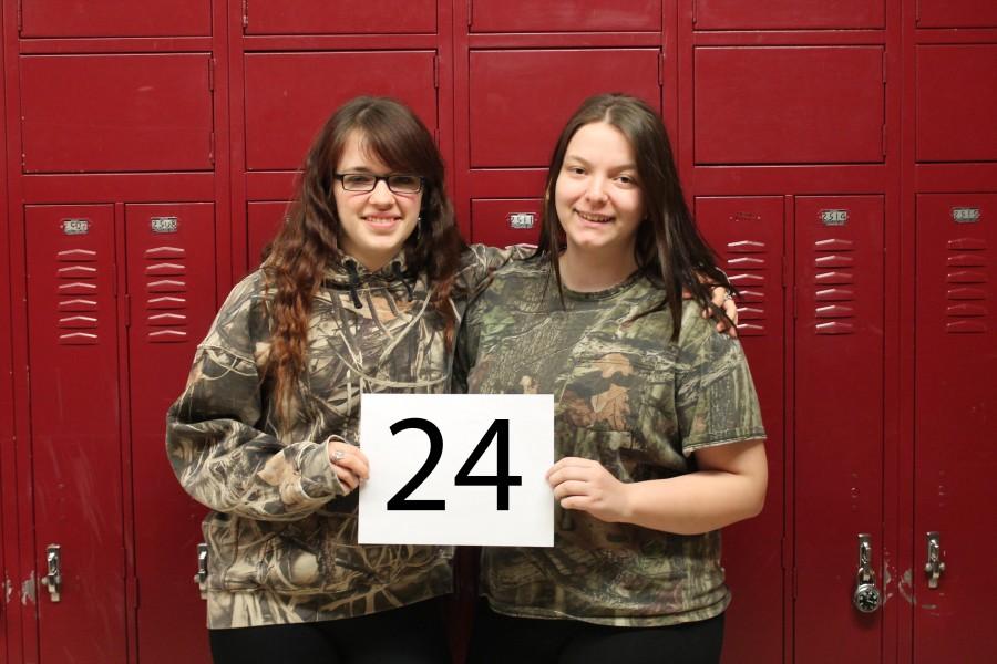 Seniors Pagan Eisenhauer and Allison Waechter represent the letter C sporting their camo T-shirts for the senior countdown. This reminds the seniors that they only have 24 days left until graduation