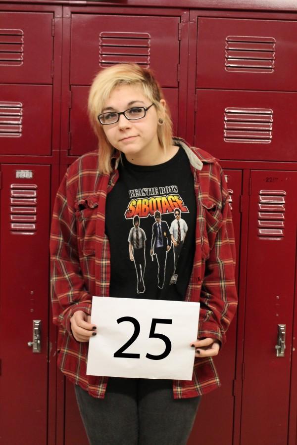 Senior Sam Martinez represents the letter B in her Beastie Boys T-shirt for the senior countdown. This reminds seniors that they only have 25 days left until graduation. 