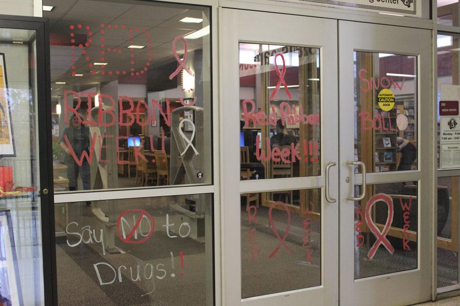 Students decorate the halls of ACHS with red decorations to celebrate Red Ribbon Week.