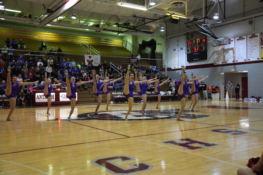 The varsity dance team ends their season with a big bang