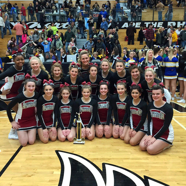 The cheerleading team won first place at the sectional championship. 