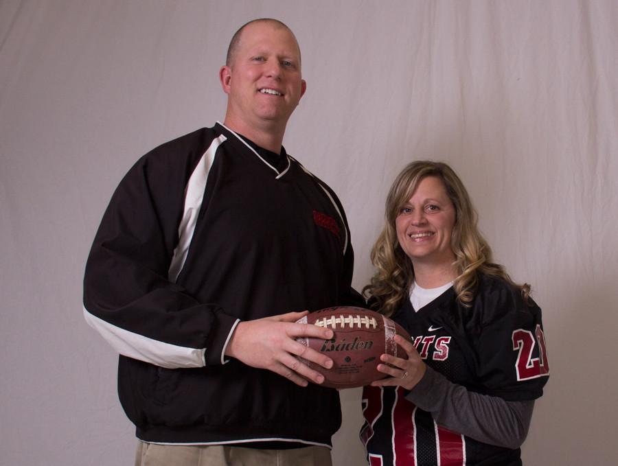 Football+coach+Brian+Glashagel+and+Lisa+Webb%2C+junior+Dale+Truskys+mom%2C+have+created+a+strong+bond+between+the+coaching+staff+and+the+parents.