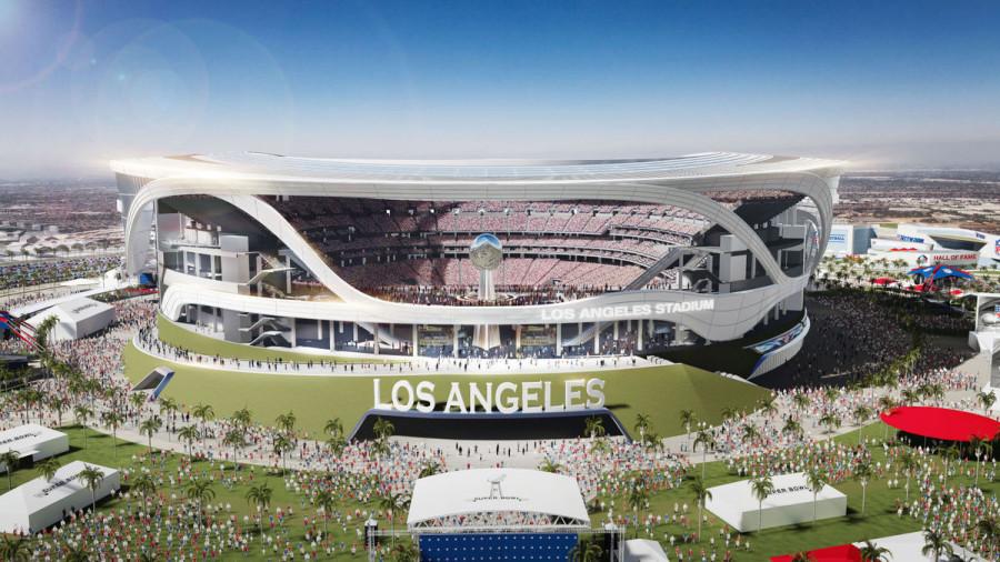 A rendering of the proposed stadium in Los Angeles. The stadium will be the new home of the newly relocated St. Louis Rams back to L.A.