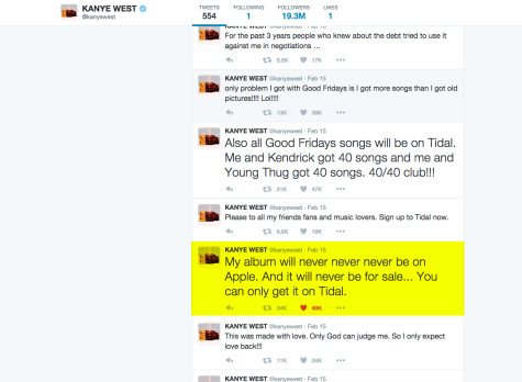 Kanye Tweets about TLOP