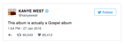 Kanye West says his new album is a gospel album. 