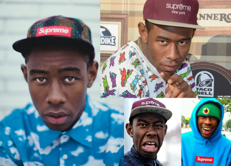 Tyler, The Creator donning supreme clothing.