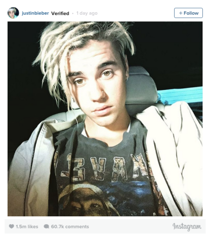 Bieber posted multiple pictures of his new hair style on Instagram.