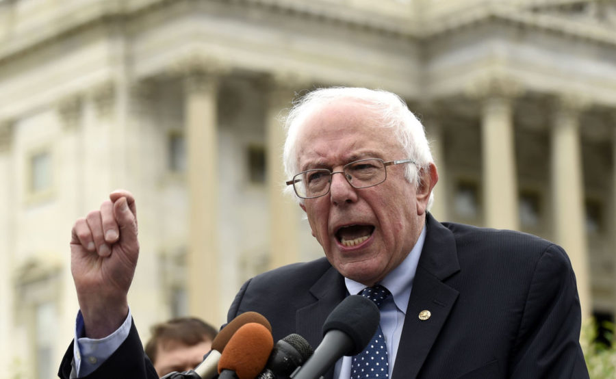 Senator Bernie Sanders speaks to a crowd in Washington, D.C. during the primaries this year.
