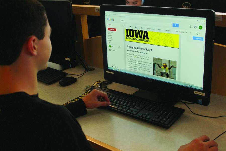 Senior Sean Bering receiving his first and last acceptance letter. Bering applied to University of Iowa at the beginning of the school year through their online application. “I love that I am now done with the application process because for the rest of senior year, I don’t have to worry about it,” Bering said.