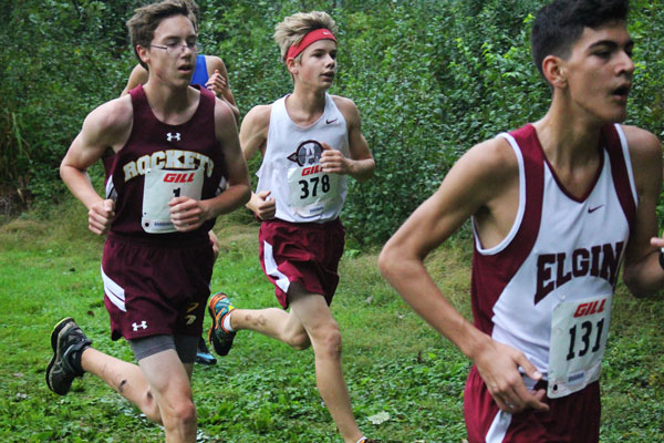 Sequoit Cross Country runner Luke Menzies (9) competes in the Pat Harland Invite at Fox River Park. Luke fought hard against the runners from Richmond-Burton and Elgin. In the end, Luke took on both boys as he sprinted to the finish, placing 32nd.
Caption by Noor Abdeliatif