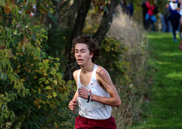 Senior Kevin Vettese runs hard to be the second finisher for Antioch this past weekend.