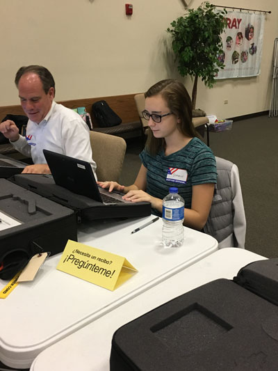 Senior Sommer Spencer took on the role as a check-in judge, helping English and Spanish speakers in her assigned voting center. 