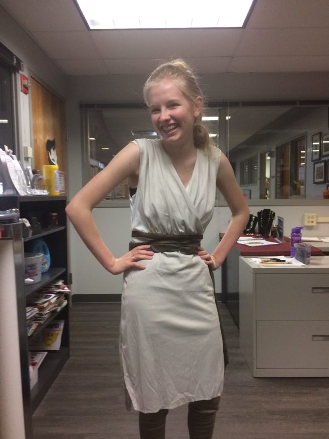 Allison Hoffelder dressed as Rey from Star Wars.