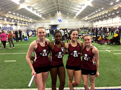 The Kentucky meet 4x400m relay team for Antioch poses for a photo after their race on Saturday, February 18.