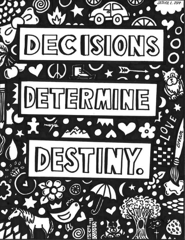 Weekly Advanced Coloring Page: Decisions Determine Destiny
