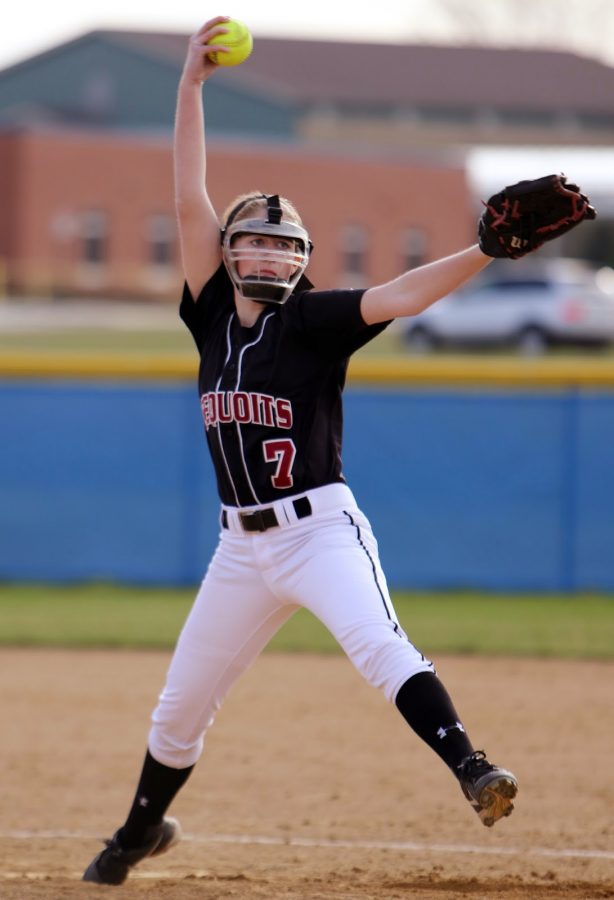 Hannah Cook pitches a ball in a game against Warren Township High school back in April of 2015.