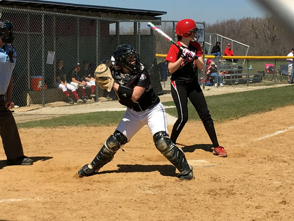 Senior catcher Carlie Gaylord throws down to first in a game for the Sequoits.