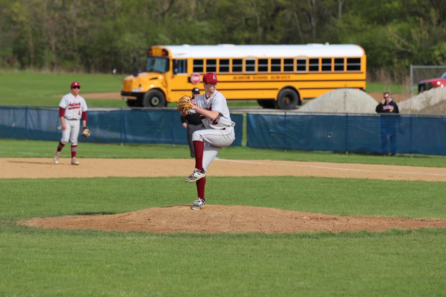 Conor Kaiser pitching to the plate.