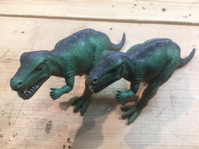 Materials:

Dollar Store Heels
Two Plastic Dinosaurs