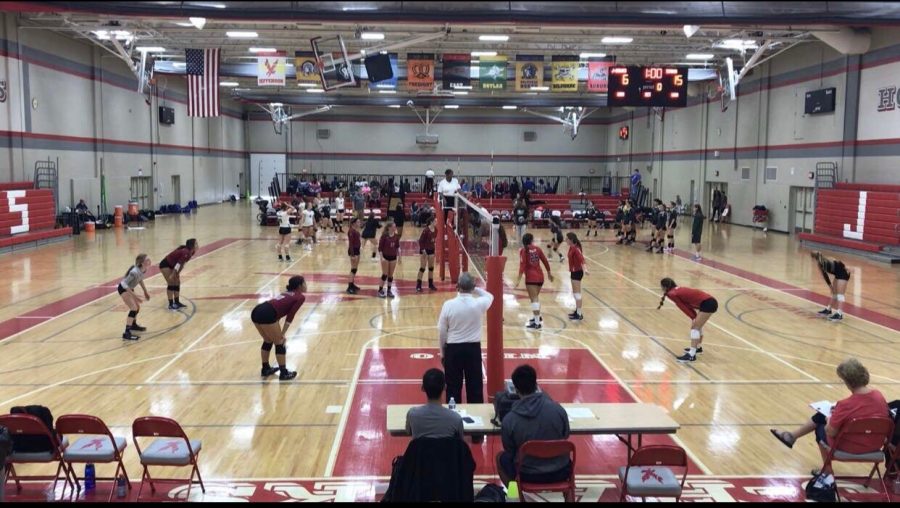 The Sequoits prepare to receive a serve from Pekin.