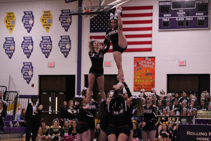 Antioch Cheer Warms Up at Their First Competition