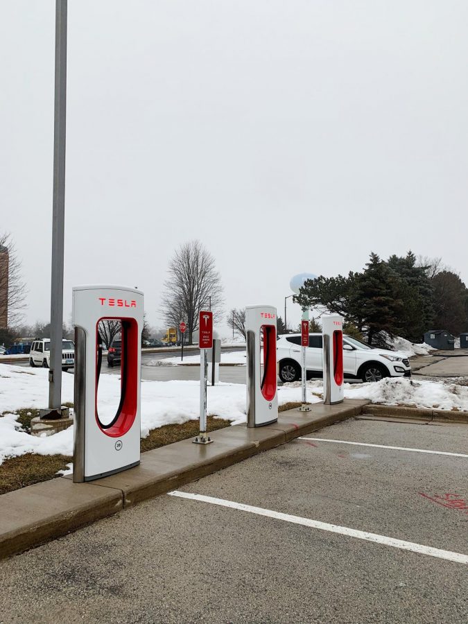 In nearby Pleasant Prairie, Wisconsin, Tesla drivers can charge their cars.