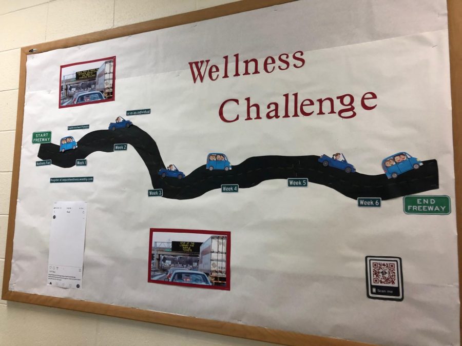 Sequoit Wellness Challenge promotional board created by the ILC staff.