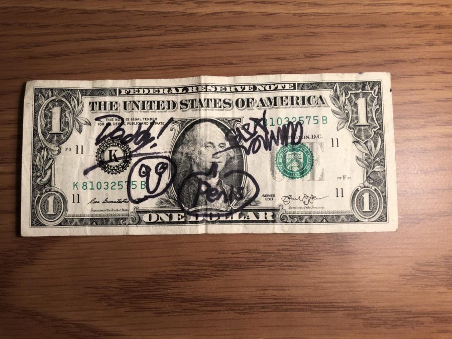 The one-dollar bill, as received from the McDonalds. There are no new alterations to the dollar since the reception of the dollar.