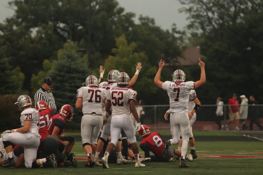 The Sequoits got excited when their first touchdown of the game was scored.