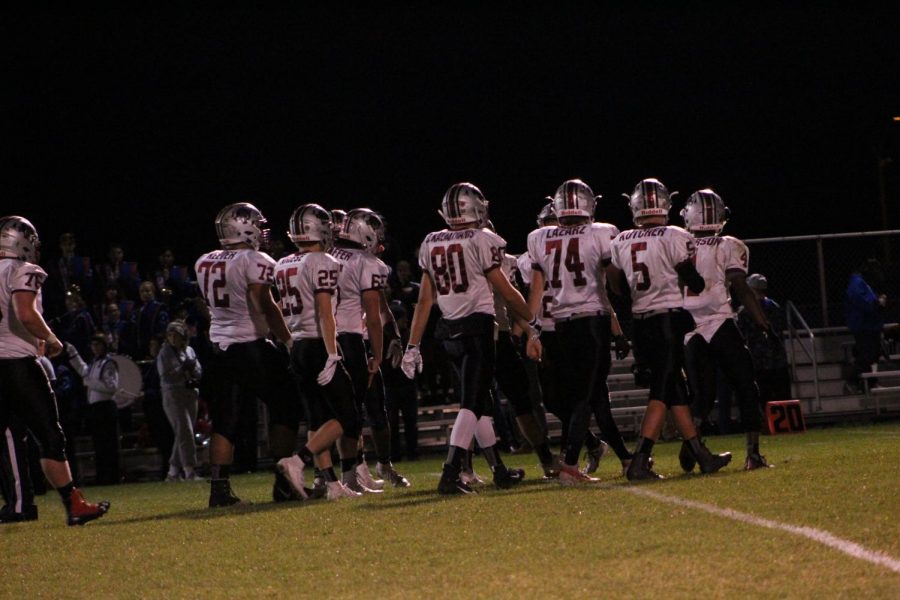 Sequoit offense walking onto the field just games before the playoffs will begin. With the Sequoits just beginning their playoff run they are ready for more.