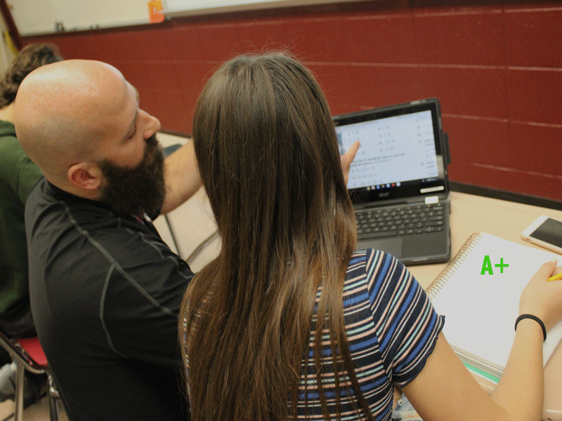 Mathematics Teacher Michael McDermott finds chromebooks have been beneficial in his class. He uses Google classroom to post assignments and practice pages for his students. 