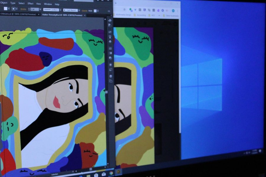 Various projects are included in the multimedia design course at ACHS. One of these projects being a self portrait design created in Adobe Illustrator. This artwork allows students to express themselves while utilizing tools on a specific program.