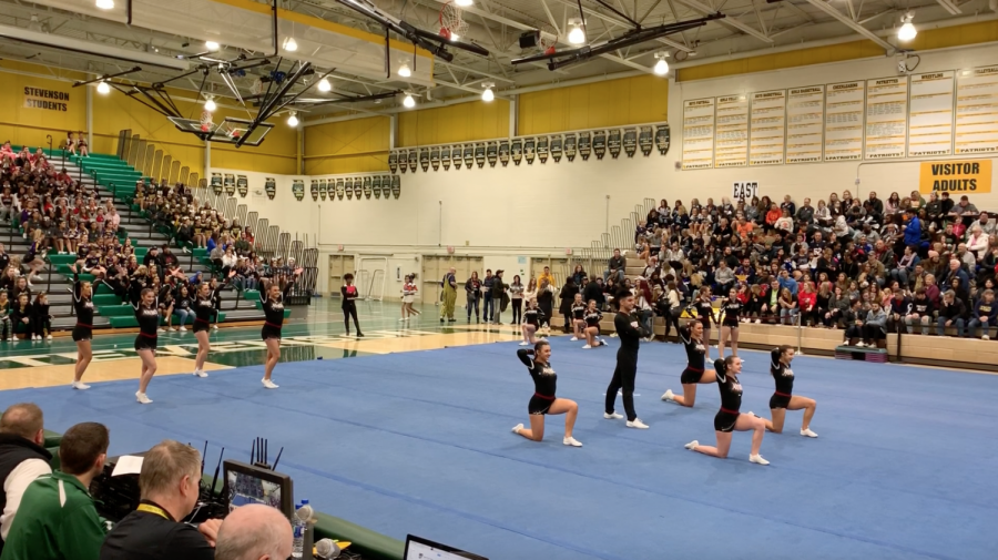 The Sequoits are performing their routine at Stevenson. 