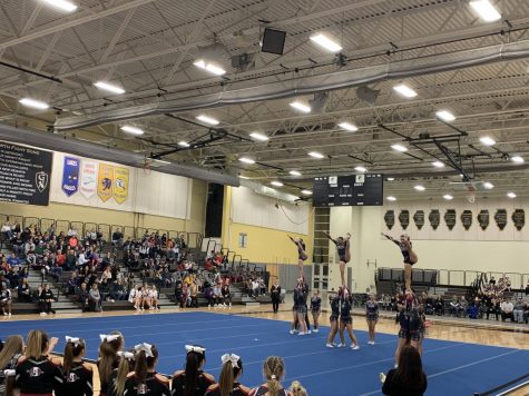 The varsity Sequoits perform their routine at Grayslake North for the NLCC conference competition.