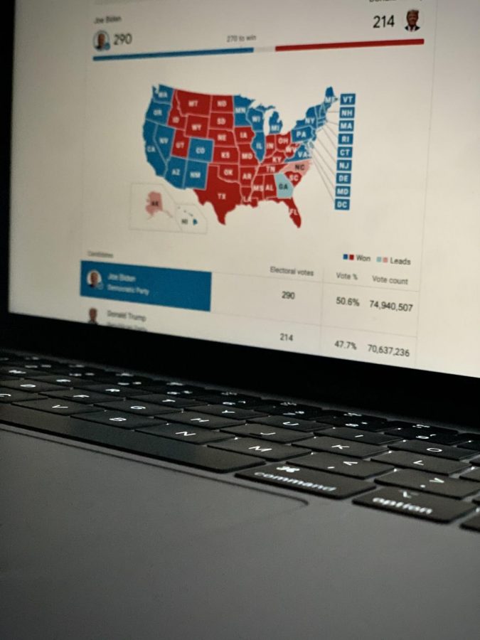 The 2020 electoral college map as projected by the Associated Press.