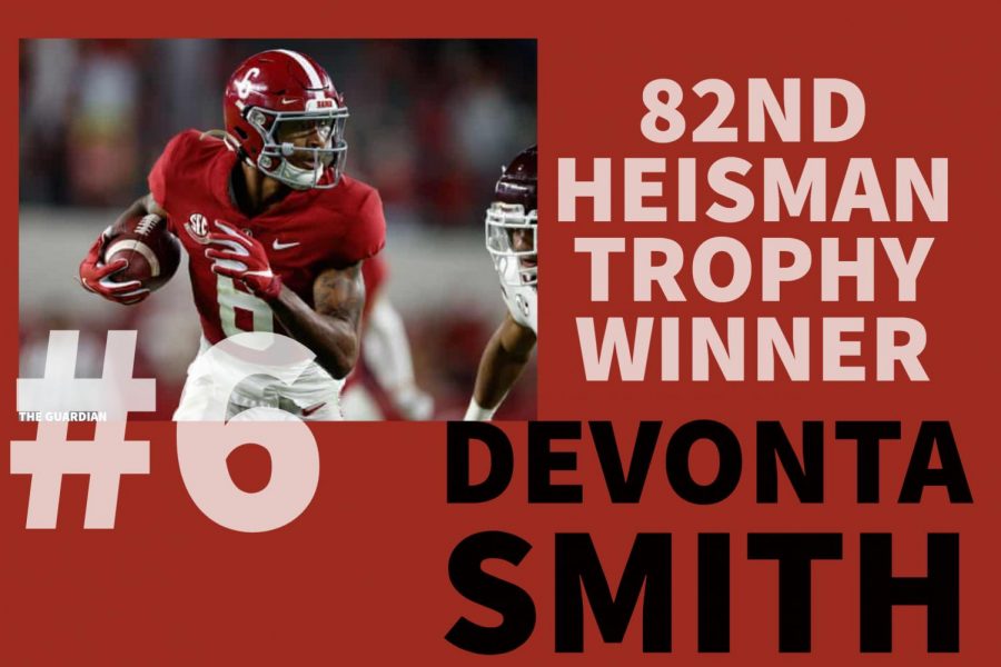 Alabama Crimson Tide junior wide receiver DeVonta Smith was awarded the 82nd Heisman Trophy on Tuesday, Jan. 5, 2021. Smith was the first wide receiver to win the trophy since 1991. 
