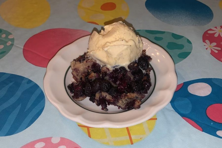 Pictured+is+a+blueberry+cobbler+made+by+staffer+Katie+Quirke.+This+fresh+and+sweet+treat+is+easy+to+make+and+pairs+well+with+some+vanilla+ice+cream%21