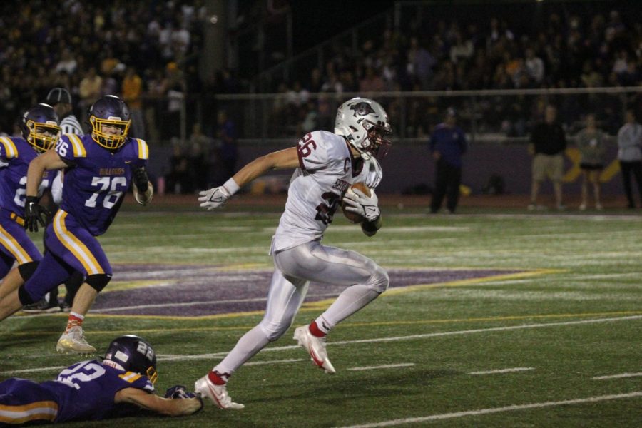 Senior Andy Bowles after outrunning the last defender standing between him and the end zone.