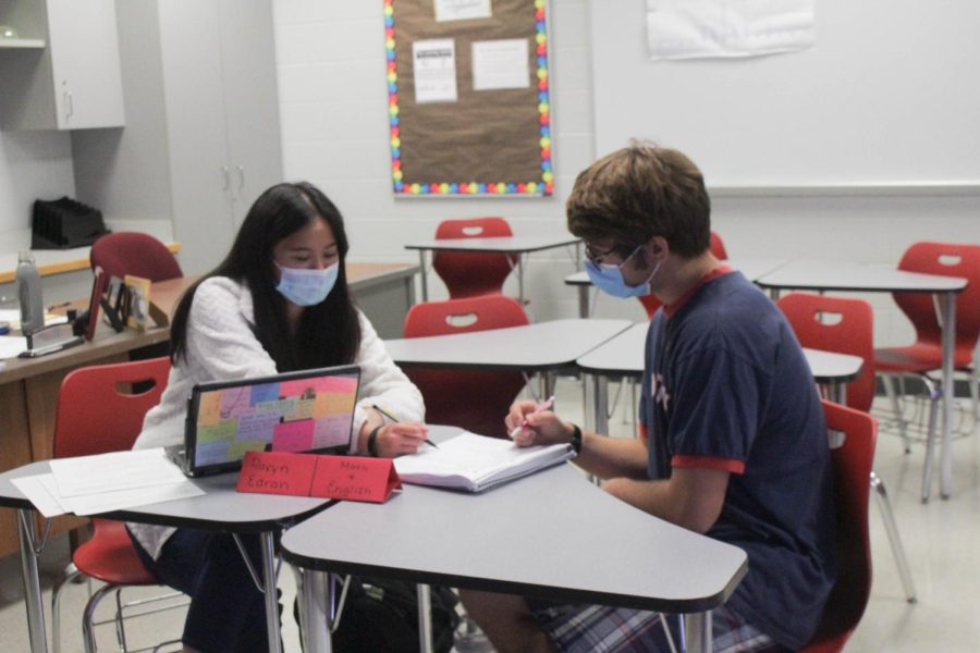 ACHS students take advantage of using the new peer tutoring during school hours.