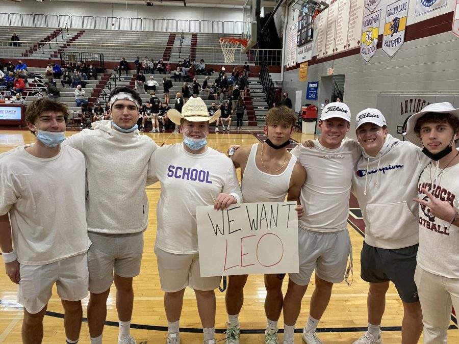 The Cardinal Crazy leaders who help to clean up after practice, (Pictured left to right): seniors Cody Basovsky, Paul Adams, Patrick Sheehan, Remi Ivanovas, Adam Pankau, Tegan Martinez and Andy Bowles.