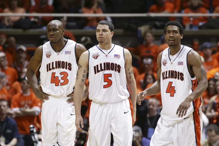 2004-05 Illinois mens basketball playing in a game against Wisconsin