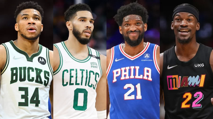 Giannis+Antetokounmpo%2C+Jayson+Tatum%2C+Joel+Embiid+and+Jimmy+Butler+look+to+lead+their+team+into+the+playoffs.