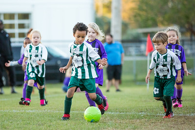 Young kids playing soccer